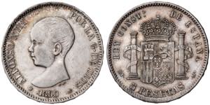 1890*1890. Alfonso XIII. MPM. 5 pesetas. ... 