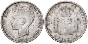 1899*-8--. Alfonso XIII. PGV. 5 pesetas. ... 