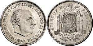 1949*E51. Franco. 5 pesetas. (AC. 153). II ... 
