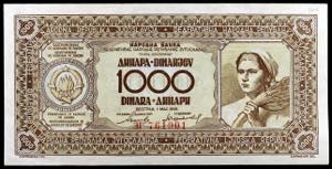 Yugoslavia. 1946. Banco Nacional. 1000 ... 