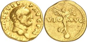 (71 d.C.). Vespasiano. Áureo. (Spink 2256 ... 