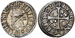1633. Felipe IV. Barcelona. 1/2 croat. (Cal. ... 