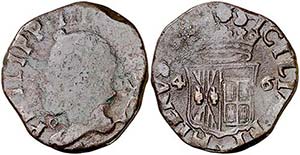1646. Felipe IV. Nápoles. GA/C. 1 grano. ... 