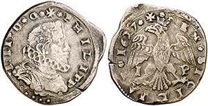 1627. Felipe IV. Messina. I-P. 4 tari. (Vti. ... 
