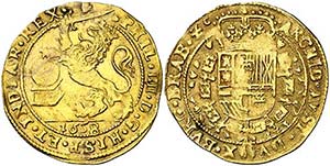 1658. Felipe IV. Amberes. 1 soberano (león ... 
