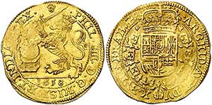 1658. Felipe IV. Bruselas. 1 soberano (león ... 