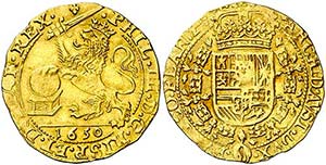 1650. Felipe IV. Brujas. 1 soberano (león ... 