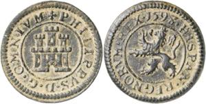 1597/8. Felipe II. Segovia. 2 maravedís. ... 