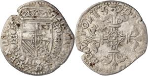 1594. Felipe II. Tournai. 1/20 de escudo ... 