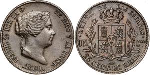 1860. Isabel II. Segovia. 25 céntimos de ... 