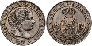 1867. Isabel II. Jubia. OM. 1/2 céntimo de ... 