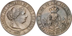 1867. Isabel II. Jubia. OM. 5 céntimos de ... 