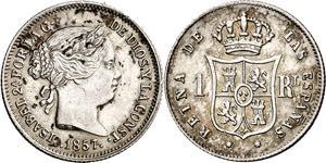 1857. Isabel II. Barcelona. 1 real. (AC. ... 