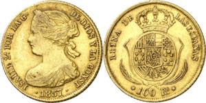 1857. Isabel II. Sevilla. 100 reales. (AC. ... 