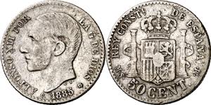 1885*81. Alfonso XII. MSM. 50 céntimos. ... 