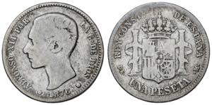 1876*----. Alfonso XII. DEM. 1 peseta. (AC. ... 