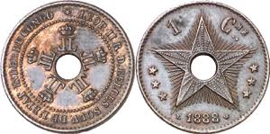 Congo belga. 1888. Leopoldo II. 1 céntimo. ... 