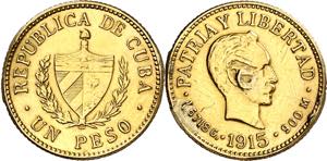 Cuba. 1915. 1 peso. (Fr. 7) (Kr. 16). ... 