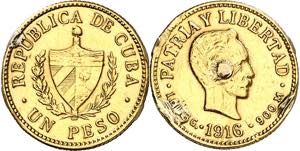 Cuba. 1916. 1 peso. (Fr. 7) (Kr. 16). ... 