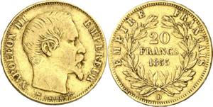Francia. 1855. Napoleón III. D (Lyon). 20 ... 