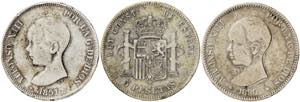 1891*18--. Alfonso XIII. PGM. 5 pesetas. ... 