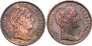 Venezuela. 1858. 1 centavo. (Kr. 7). Lote de ... 