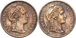 Venezuela. 1862 y 1863. 1 centavo. (Kr. 7). ... 
