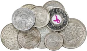 Lote de 10 monedas extranjeras modernas, ... 