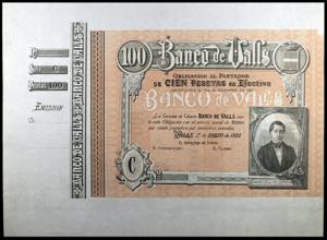1922. Banco de Valls. 100 pesetas. 1 de ... 