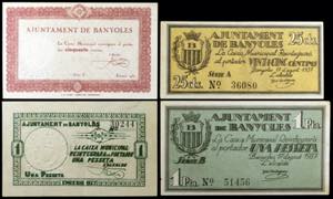 Banyoles. 25, 50 céntimos y 1 peseta (dos). ... 