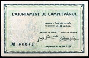 Campdevànol. 50 céntimos. (T. 726). MBC+.