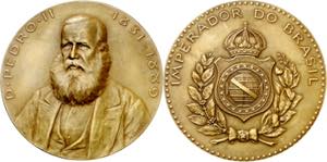 Brasil. 1889. Pedro II. Memento. Medalla. ... 