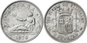 1870*1873. I República. DEM. 2 pesetas. ... 