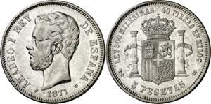1871*1875. Amadeo I. DEM. 5 pesetas. (AC. ... 