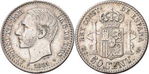 1881*81. Alfonso XII. MSM. 50 céntimos. ... 