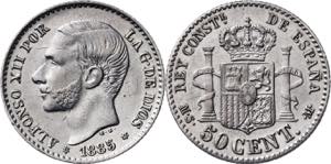1885*86. Alfonso XII.  MSM. 50 céntimos. ... 