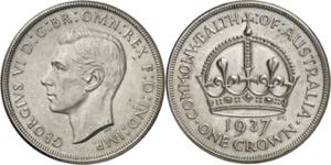 Australia. 1937. Jorge VI. 1 corona. (Kr. ... 