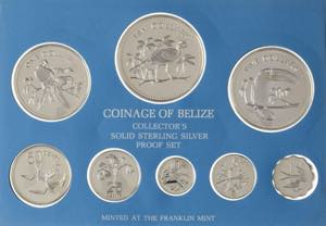Belice. 1975. Franklin Mint. 1, 5, 10, 25, ... 