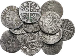 Lote de 8 dineros medievales de Barcelona y ... 