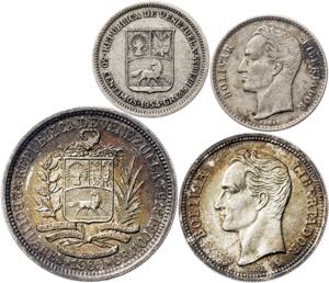 Venezuela. 1954 y 1965. 50 céntimos (dos), ... 