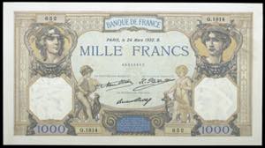 Francia. 1932. Banco de Francia. 1000 ... 