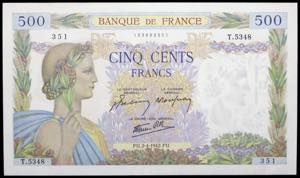Francia. 1942. Banco de Francia. 500 ... 