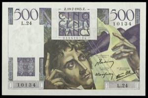 Francia. 1945. Banco de Francia. 500 francos ... 