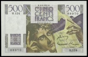 Francia. 1952. Banco de Francia. 500 ... 