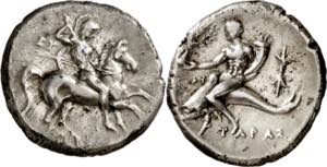 (280-272 a.C.). Italia. Taras. Didracma. (S. ... 