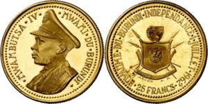 Burundi. 1962. Mwambutsa IV. 25 francos. ... 