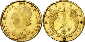 Colombia. 1836. Popayán. UR. 8 escudos. ... 