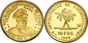 Congo. 1965. 10 francos. (Fr. 5) (Kr. 2). ... 