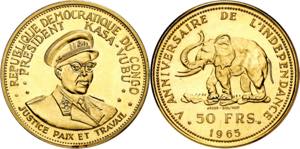 Congo. 1965. 50 francos. (Fr. 2) (Kr. 5). ... 