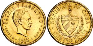 Cuba. 1915. 4 pesos. (Fr. 5) (Kr. 18). ... 